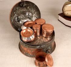 Antique Brown Copper Paan Daan in Islamic Art for Decor