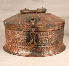 Handmade Round Jewelry Box Made of Premium Copper
