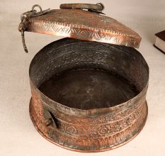 Handmade Round Jewelry Box Made of Premium Copper