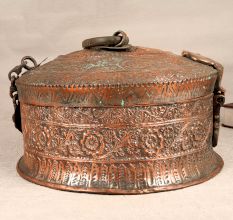 Handmade Round Jewelry Box Made of Premium Copper