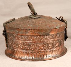 Handmade Round Jewelry Box Made of Premium Copper