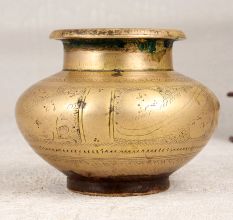 Engraved Vintage Brass Holy Water Pot for Home Decoration