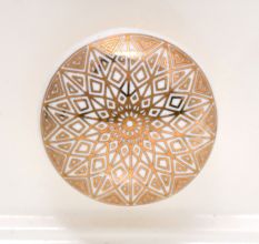 Golden Flower Flat Ceramic Dresser Knob