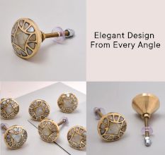 Gold Embroidered Metal Cabinet Knobs 6 Pieces