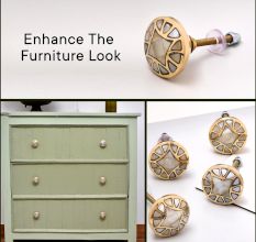 Gold Embroidered Metal Cabinet Knobs 6 Pieces
