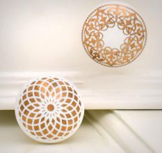 6 Pieces Golden Flat Ceramic Drawer Knobs