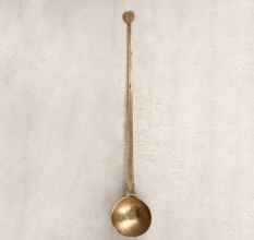 Handmade Brown Brass Cooking Spoon for Home Decor