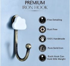 White Cloud Ceramic Metal Hook Antique Fitting