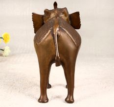 Handcrafted Tribal Art Elephant Statue Made of Brass