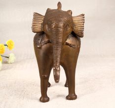 Handcrafted Tribal Art Elephant Statue Made of Brass