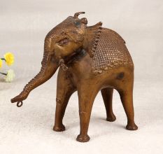 Beautiful Tribal Art Brass Elephant Statue for Home Decor