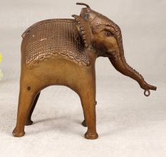Beautiful Tribal Art Brass Elephant Statue for Home Decor
