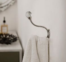 Round Clear Cut Glass Iron Heavy Duty Wall Hook