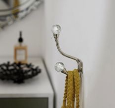 Clear Cut Round Glass Iron Heavy Duty Wall Hook