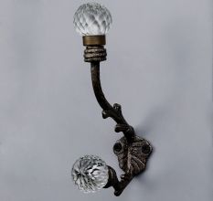 Clear Glass Round Iron Heavy Duty Wall Hook