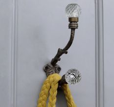 Clear Glass Round Iron Heavy Duty Wall Hook