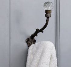 Clear Glass Round Iron Heavy Duty Wall Hook