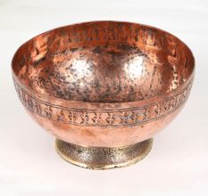 Antique Brown Copper Bowl in Islamic Art for Home Decor
