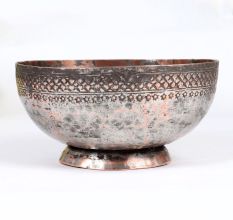 Engraved Beautiful Vintage Copper Bowl in Islamic Art