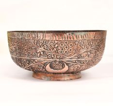 Beautiful Brown Finish Copper Bowl in Islamic Art for Decor