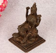Vintage Dark Finish Brass Goddess Lakshmi Statue for Worship