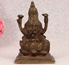 Vintage Dark Finish Brass Goddess Lakshmi Statue for Worship