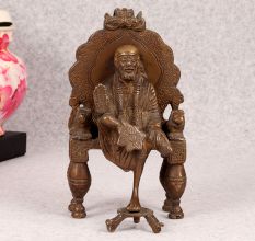 Handmade Finest Brass Statue of Sai Baba for Prayer Room
