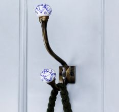 6 Pieces Floral Ceramic Iron Heavy Duty Wall Hook