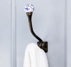 6 Pieces Floral Ceramic Iron Heavy Duty Wall Hook
