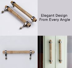 Adjustable Natural Black Round Rattan Drawer Handles (7 Inch)