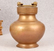 Elegant Brown Handmade Gangajali Pot Made of Finest Brass