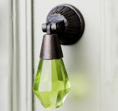 Handmade Green Octagon Teardrop Glass Pull Cabinet Knob