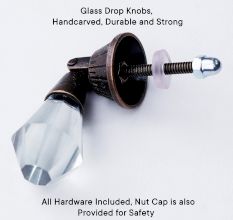 Handmade Clear Octagon Teardrop Glass Pull Cabinet Knob