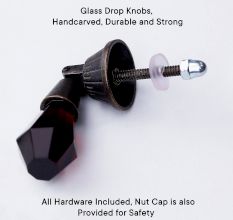 Handmade Red Octagon Teardrop Glass Pull Cabinet Knob