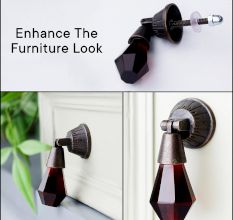 Handmade Red Octagon Teardrop Glass Pull Cabinet Knob