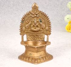 Beautiful Handmade Brass Gajalaxmi Oil Lamp for Prayer
