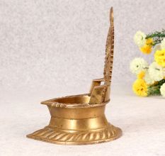 Beautiful Handmade Brass Gajalaxmi Oil Lamp for Prayer