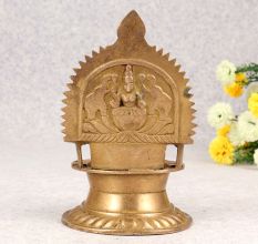 Beautiful Handmade Brass Gajalaxmi Oil Lamp for Prayer