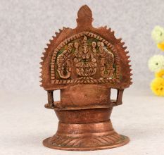 South Indian Brass Gajlakshmi Oil Lamp for Prayer Room