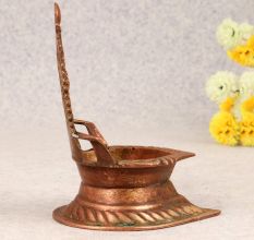 South Indian Brass Gajlakshmi Oil Lamp for Prayer Room