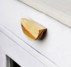 Half Moon Natural Wooden Door Knobs 2 Pieces