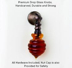 Handmade Amber Glass Bee Hive Pull Teardrop Wardrobe Knob