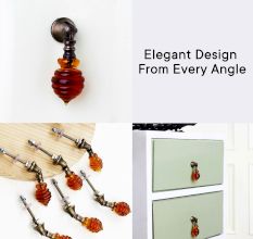 Handmade Amber Glass Bee Hive Pull Teardrop Wardrobe Knob