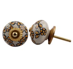 Mustard Tiny Floral Dresser Knob