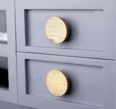 Round Natural Wooden Dresser Knob