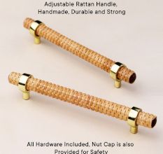 Adjustable Natural Round Rattan Drawer Handles (5 Inch)