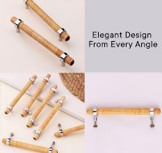Adjustable Natural Round Rattan Drawer Handles (5 Inch)