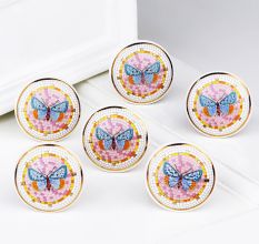 Handcrafted Multicolor Butterfly Ceramic furniture Knob With Gold Work