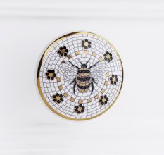 Handmade Golden Bee Ceramic Drawer Knob With Gold Work