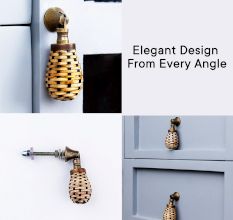 Decorative Rattan Natural Black Cabinet Knobs Dresser Pulls